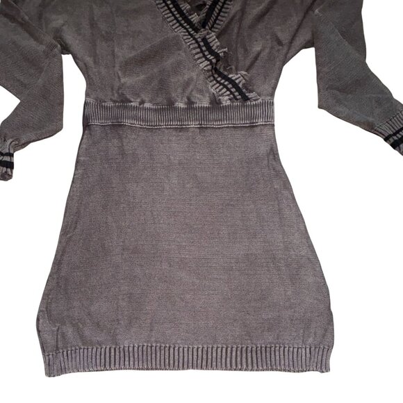 Promesa Womens Long Sleeve Distressed Knit Sweater Dress-Dark Green-Size Small-G - Picture 4 of 6